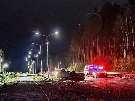 В Циолковском легковушка снесла несколько опор освещения